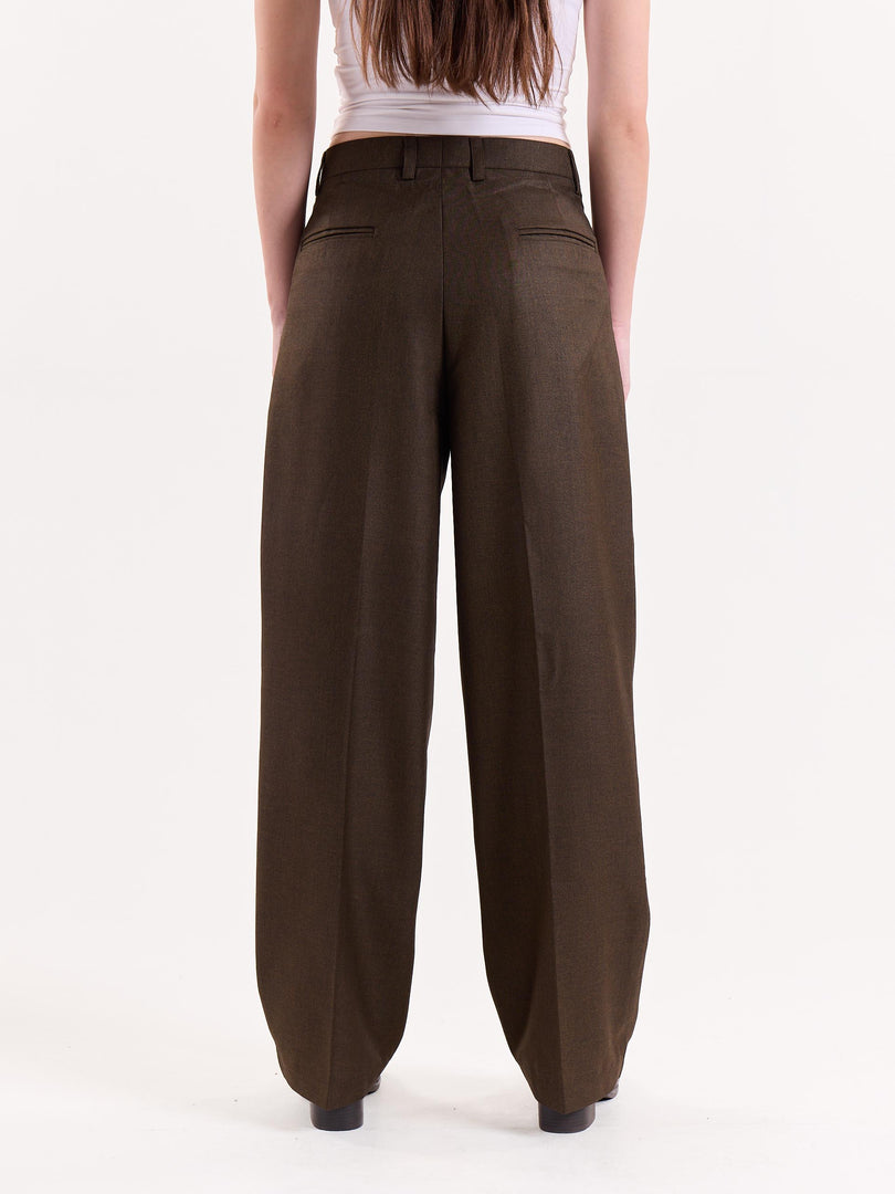 Brown Textured Baggy Fit Trousers