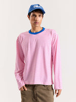 Load image into Gallery viewer, Bubblegum Pink Striped Loose Fit Cropped T-Shirt