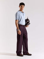Load image into Gallery viewer, Burgundy Pinstriped Baggy Fit Trousers