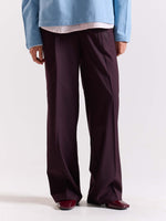 Load image into Gallery viewer, Burgundy Pinstriped Baggy Fit Trousers