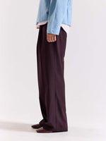 Load image into Gallery viewer, Burgundy Pinstriped Baggy Fit Trousers