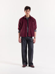 Burgundy Corduroy Oversized Shirt