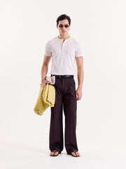 Burgundy Pinstriped Baggy Fit Trousers