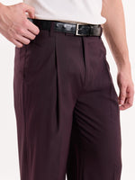 Load image into Gallery viewer, Burgundy Pinstriped Baggy Fit Trousers