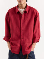 Load image into Gallery viewer, Cherry Red Linen Cropped Shirt