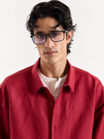 Load image into Gallery viewer, Cherry Red Linen Cropped Shirt