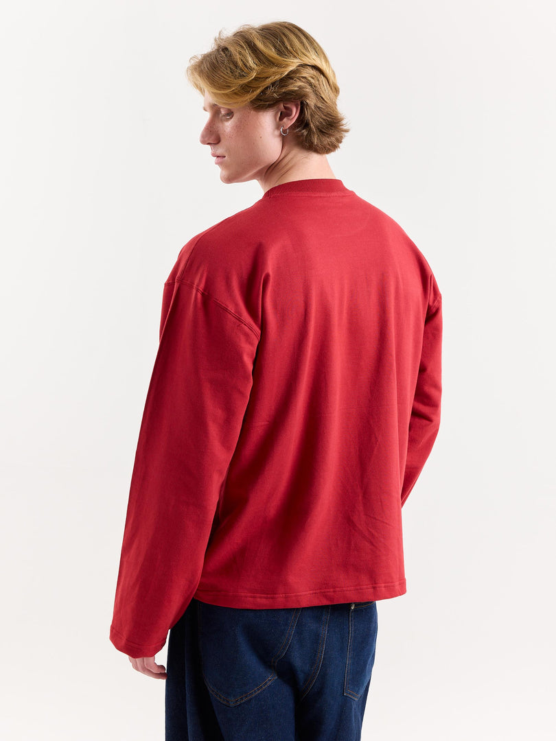 Cherry Red Loose Fit Cropped T-Shirt