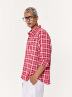 Load image into Gallery viewer, Cherry Red Oversized Cropped Gauze Shirt