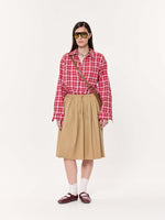Load image into Gallery viewer, Cherry Red Oversized Cropped Gauze Shirt