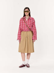 Cherry Red Oversized Cropped Gauze Shirt