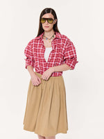 Load image into Gallery viewer, Cherry Red Oversized Cropped Gauze Shirt