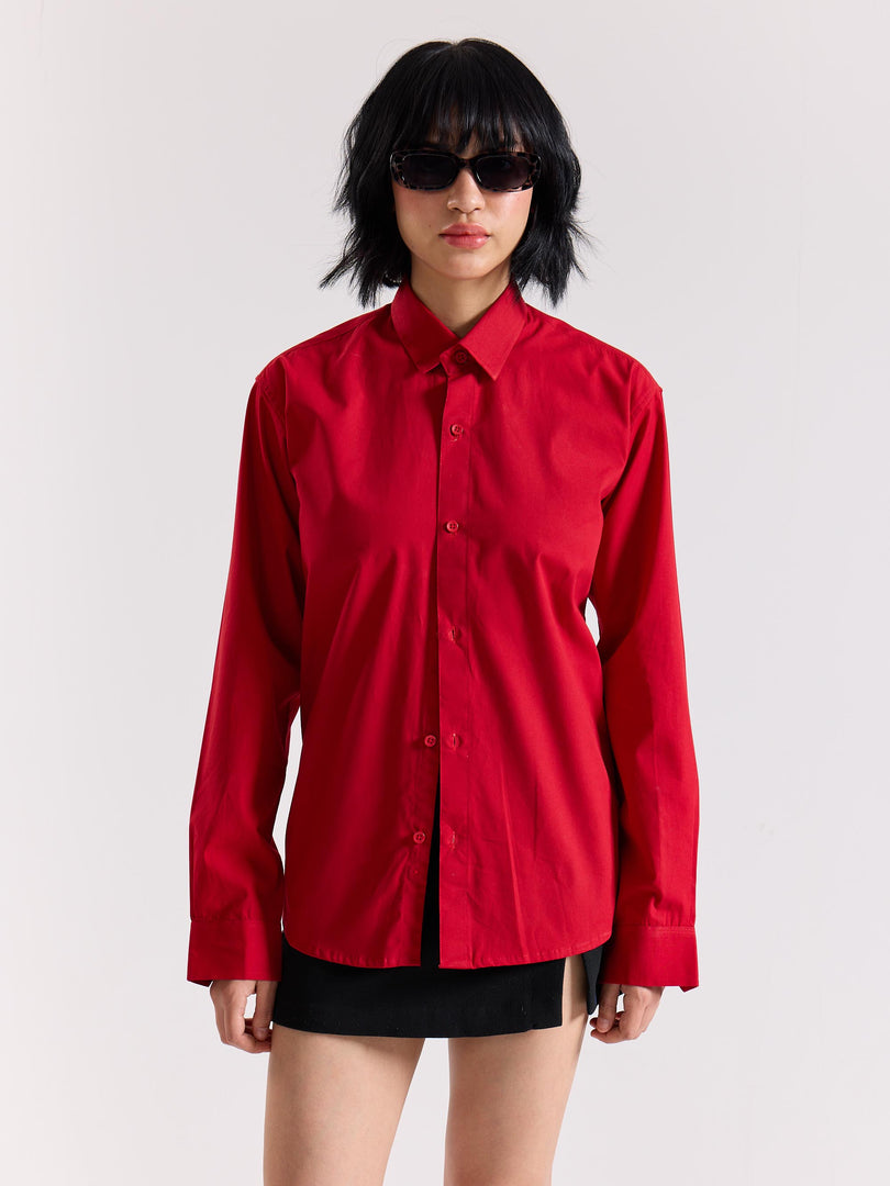 Cherry Red Poplin Shirt
