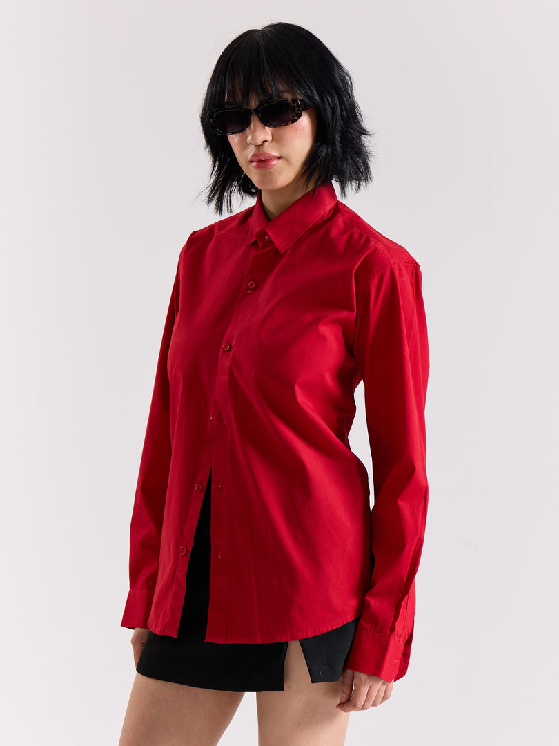 Cherry Red Poplin Shirt