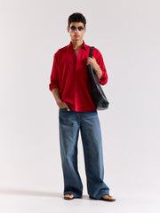 Cherry Red Poplin Shirt