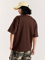 Load image into Gallery viewer, Chocolate Brown Loose Fit Cropped T-Shirt