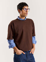 Load image into Gallery viewer, Chocolate Brown Loose Fit Cropped T-Shirt