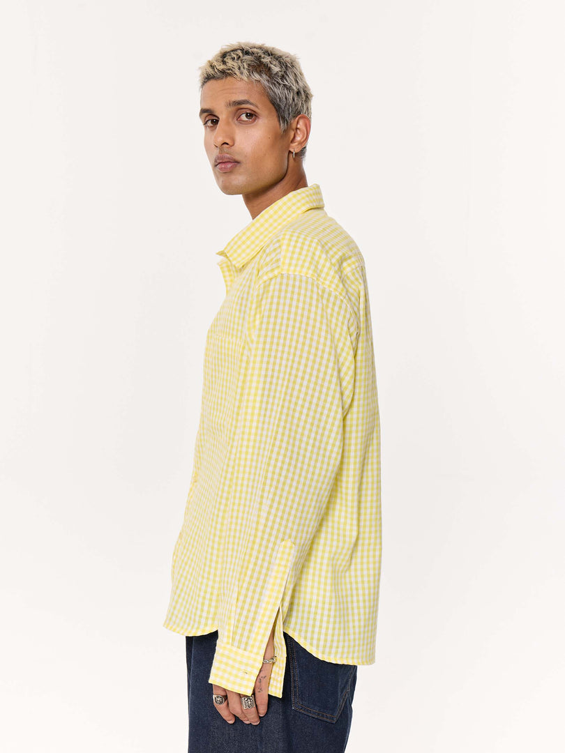 Classic Yellow Checkered Oversized Cropped Shirt