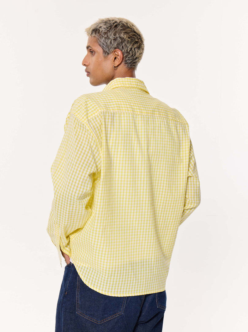 Classic Yellow Checkered Oversized Cropped Shirt