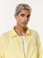 Load image into Gallery viewer, Classic Yellow Checkered Oversized Cropped Shirt