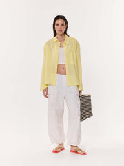 Classic Yellow Checkered Oversized Cropped Shirt