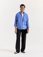 Load image into Gallery viewer, Cobalt Blue Chambray Linen Shirt