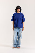 Load image into Gallery viewer, Electric Blue Loose Fit Cropped T-Shirt