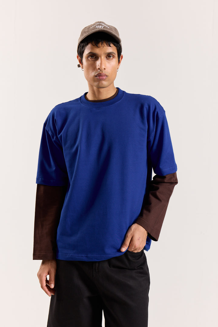 Electric Blue Loose Fit Cropped T-Shirt