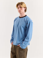 Load image into Gallery viewer, Cobalt &amp; Peach Striped Loose Fit Cropped T-Shirt