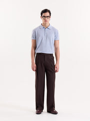 Coffee Brown Pinstriped Baggy Fit Trousers