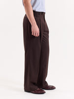 Load image into Gallery viewer, Coffee Brown Pinstriped Baggy Fit Trousers