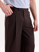 Load image into Gallery viewer, Coffee Brown Pinstriped Baggy Fit Trousers
