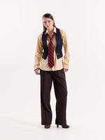 Load image into Gallery viewer, Coffee Brown Pinstriped Baggy Fit Trousers