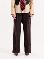 Load image into Gallery viewer, Coffee Brown Pinstriped Baggy Fit Trousers