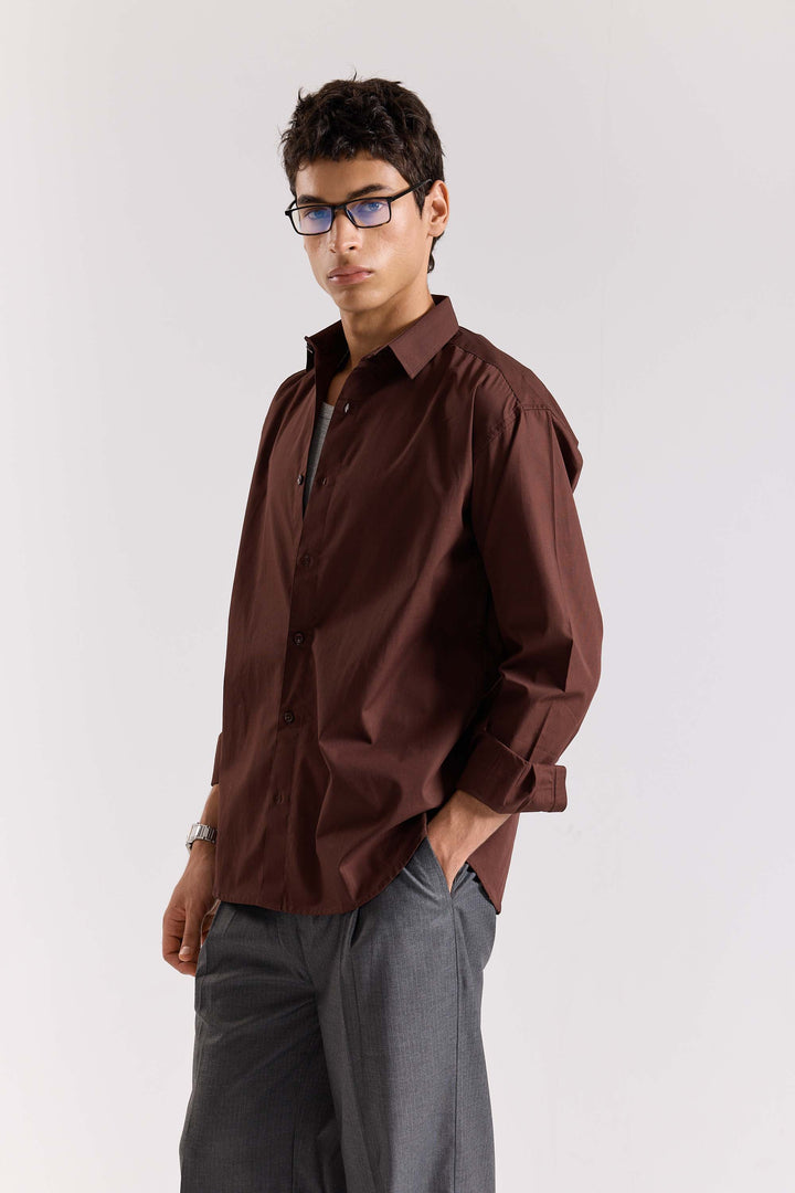 Coffee Brown Poplin Shirt