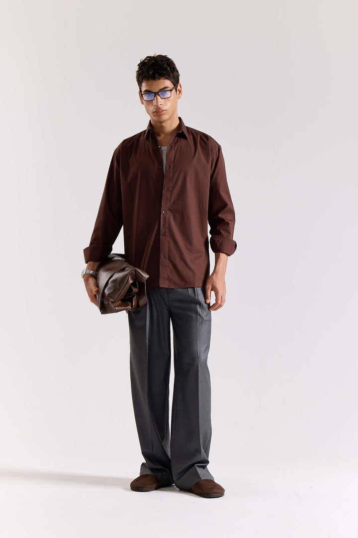 Coffee Brown Poplin Shirt