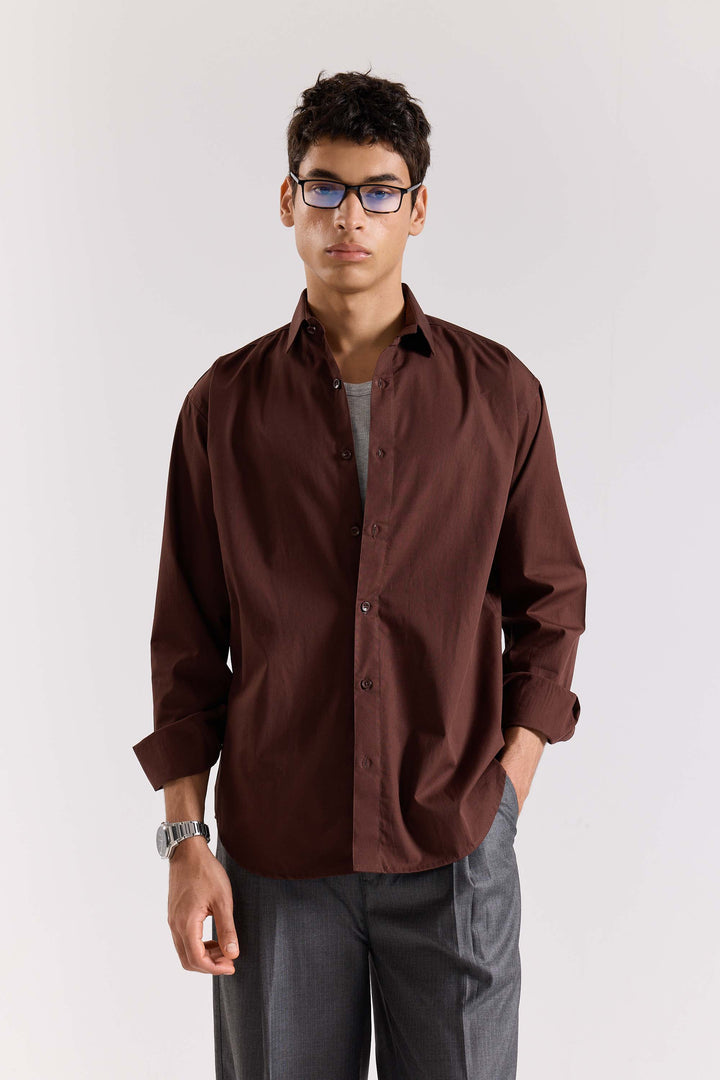 Coffee Brown Poplin Shirt