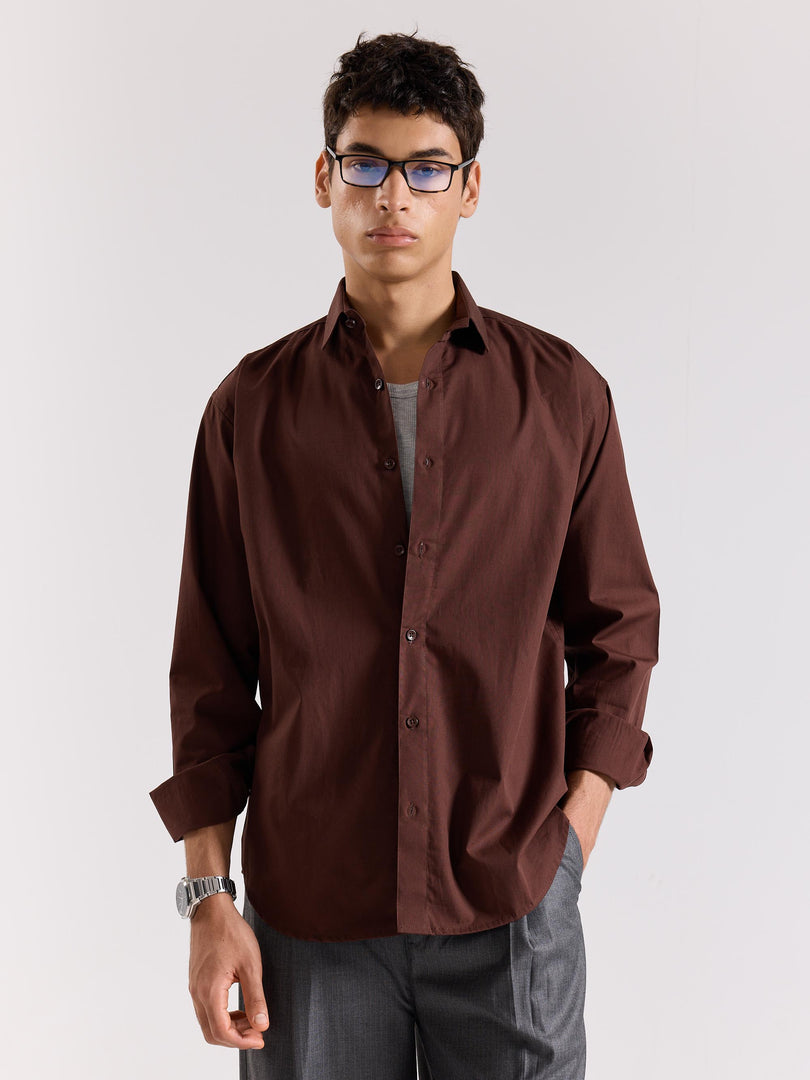 Coffee Brown Poplin Shirt