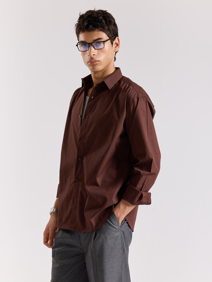 Buy Coffee Brown Poplin Shirt Online at Best Price