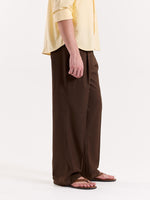 Load image into Gallery viewer, Copper Brown Pinstriped Baggy Fit Trousers