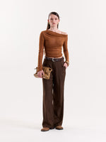 Load image into Gallery viewer, Copper Brown Pinstriped Baggy Fit Trousers