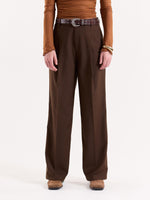 Load image into Gallery viewer, Copper Brown Pinstriped Baggy Fit Trousers