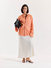 Coral Chambray Linen Shirt