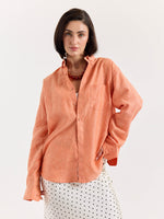 Load image into Gallery viewer, Coral Chambray Linen Shirt