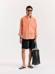 Coral Chambray Linen Shirt