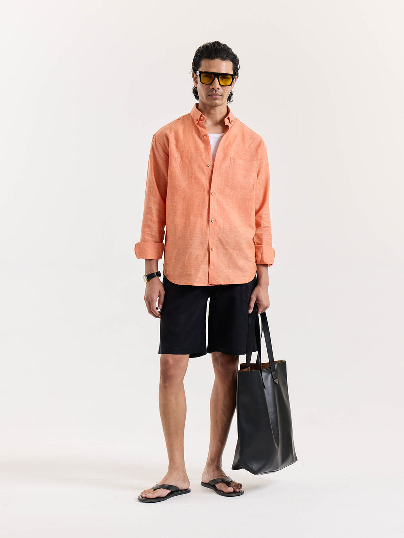 Coral Chambray Linen Shirt