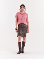 Load image into Gallery viewer, Coral &amp; Cream Grid Checkered Cropped Shirt