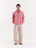 Load image into Gallery viewer, Coral &amp; Cream Grid Checkered Cropped Shirt