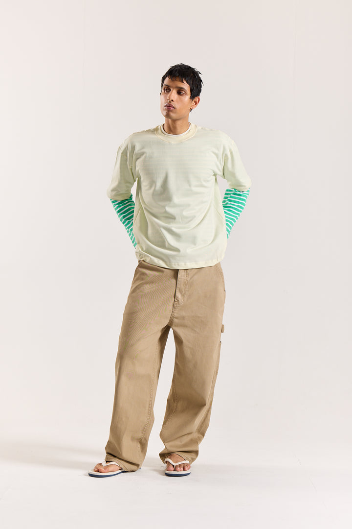 Cream Loose Fit Cropped T-Shirt