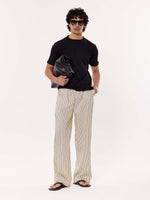 Load image into Gallery viewer, Cream Striped Pull-on Pants