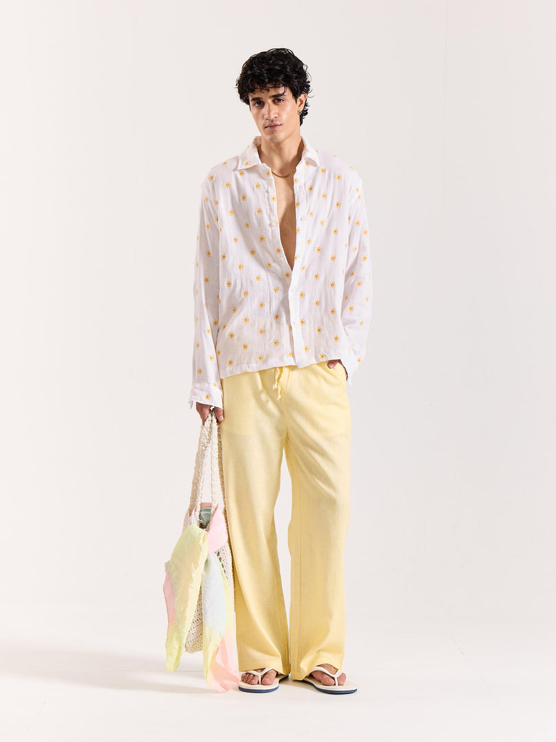 Daisy Dew Embroidered Gauze Holiday Shirt